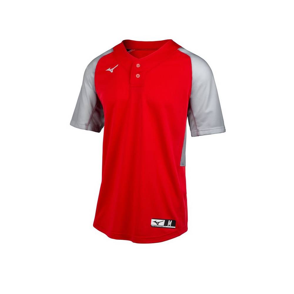 Mens Mizuno Aerolite 2-Button Baseball Jersey Red/Grey Philippines (LHBOXT049)